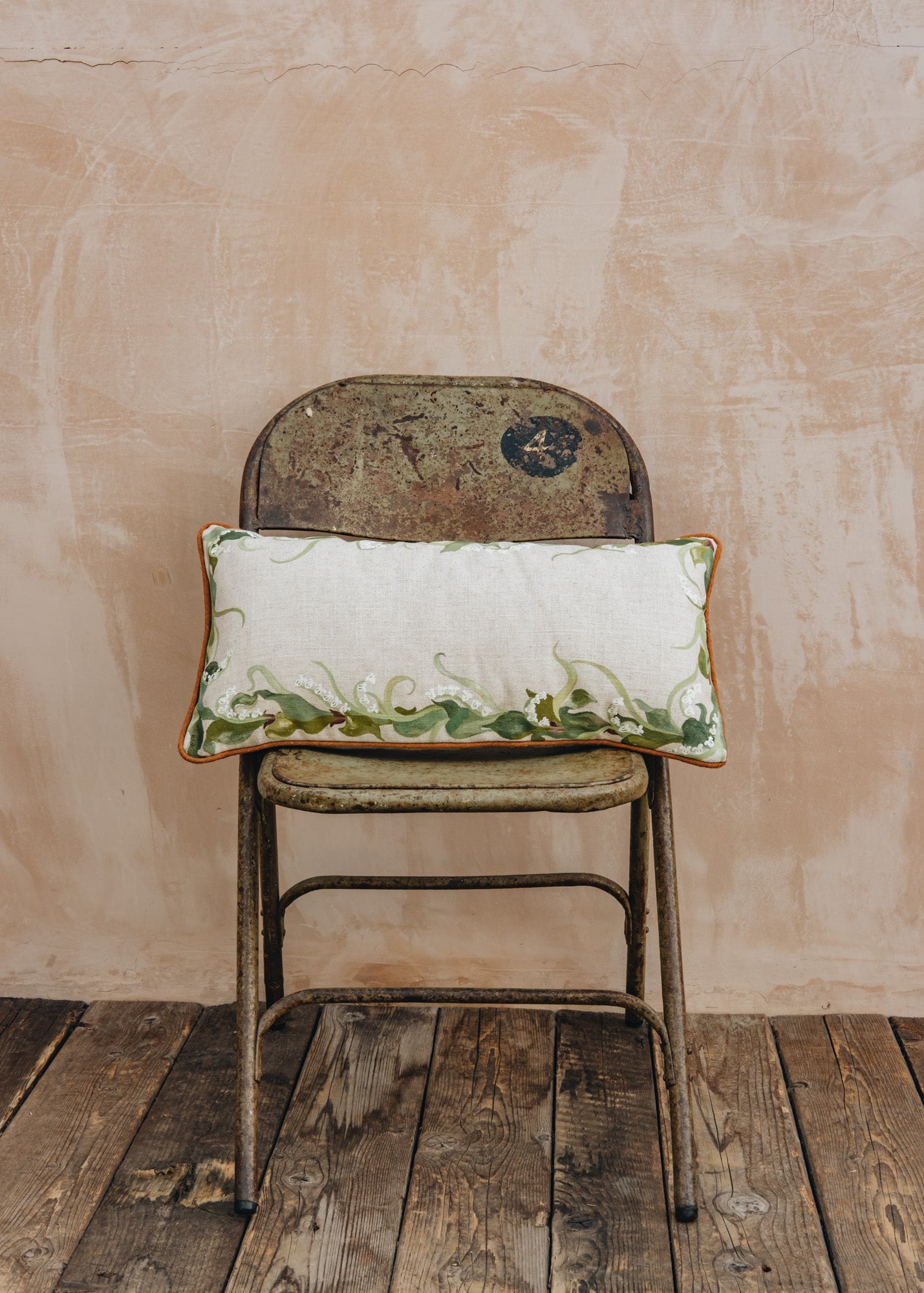 Fine Little Day 'A Bed Of Spring' Lily of the Valley Hand-Painted Cushion, Style B