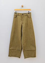 Neirami Barrel Trousers in Cotton Stone Muschio