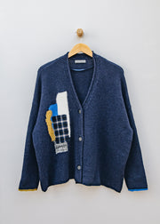 Neirami Patch Cardigan in Track Patch Oceano
