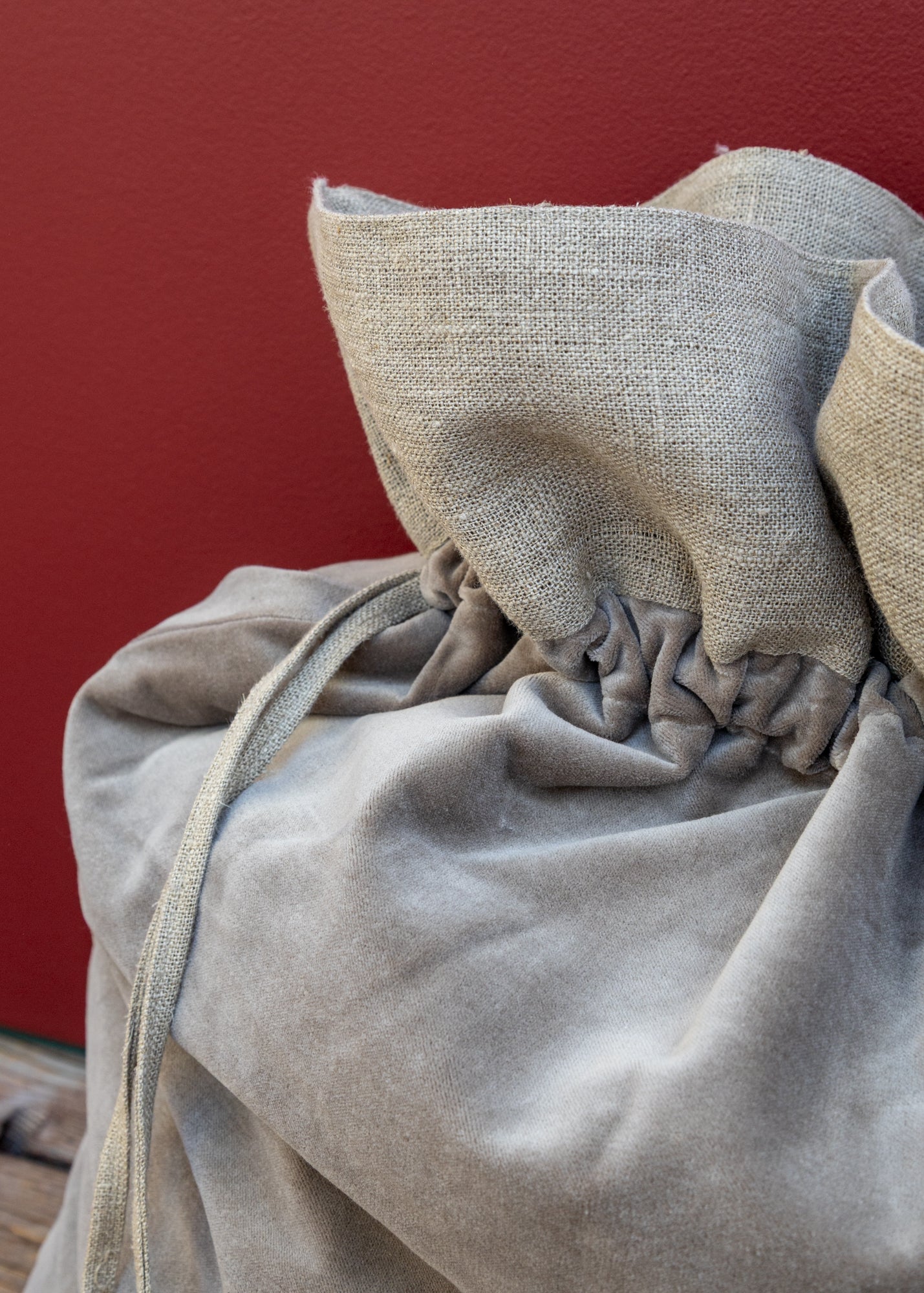 Nkuku Karru Velvet Sack in Light Grey