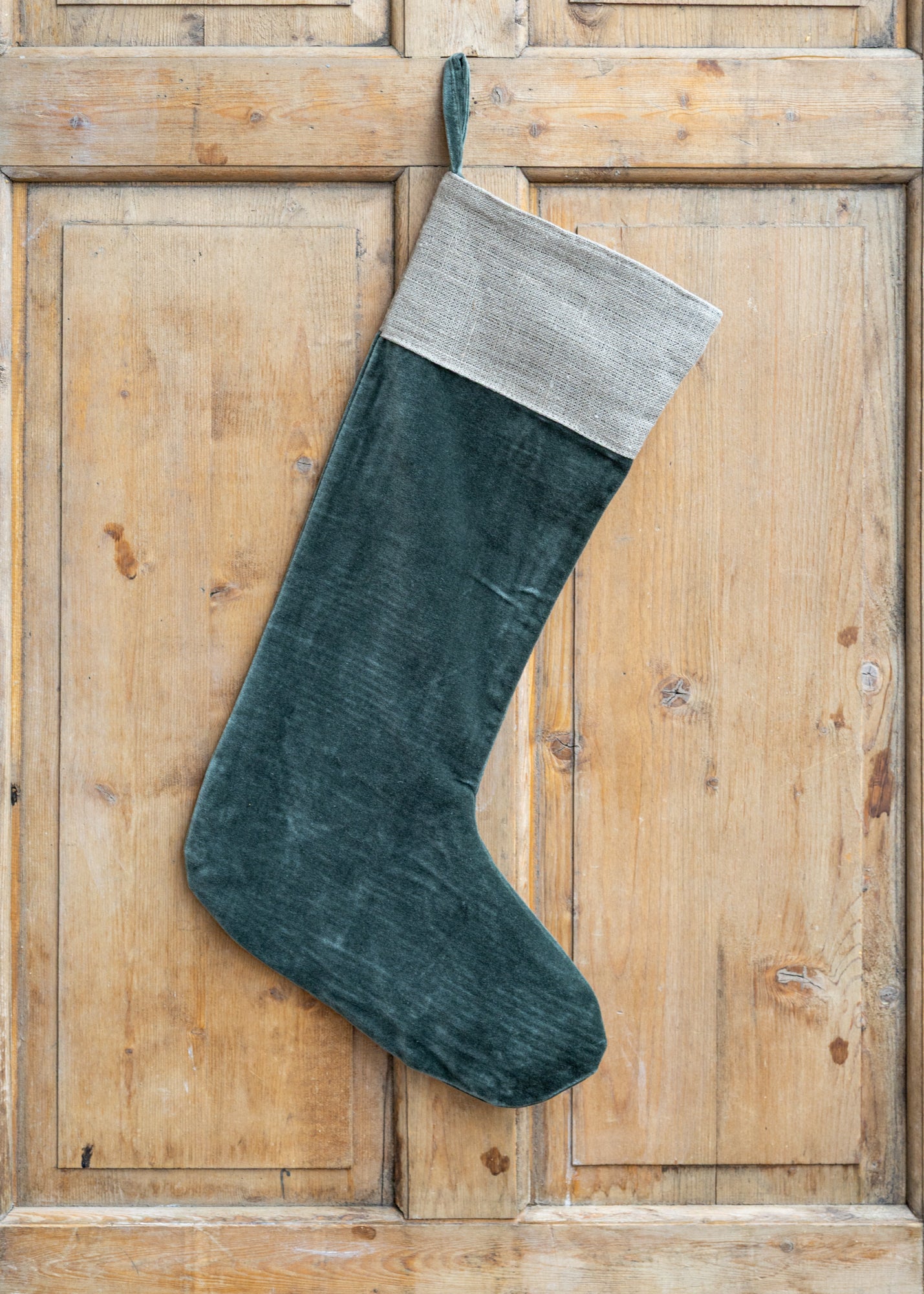 Karru Velvet Stocking in Forest Green