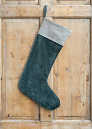 Karru Velvet Stocking in Forest Green