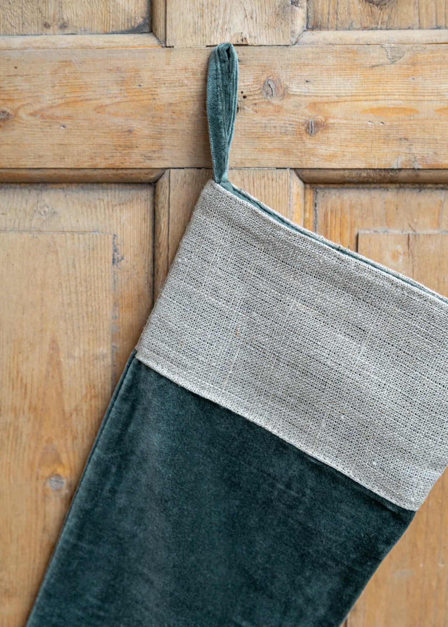 Nkuku Karru Velvet Stocking in Forest Green