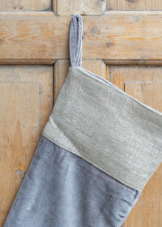 Nkuku Karru Velvet Stocking in Light Grey