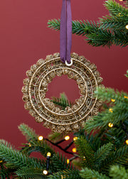 Nkuku Madhi Mini Wreath Bauble in Brass