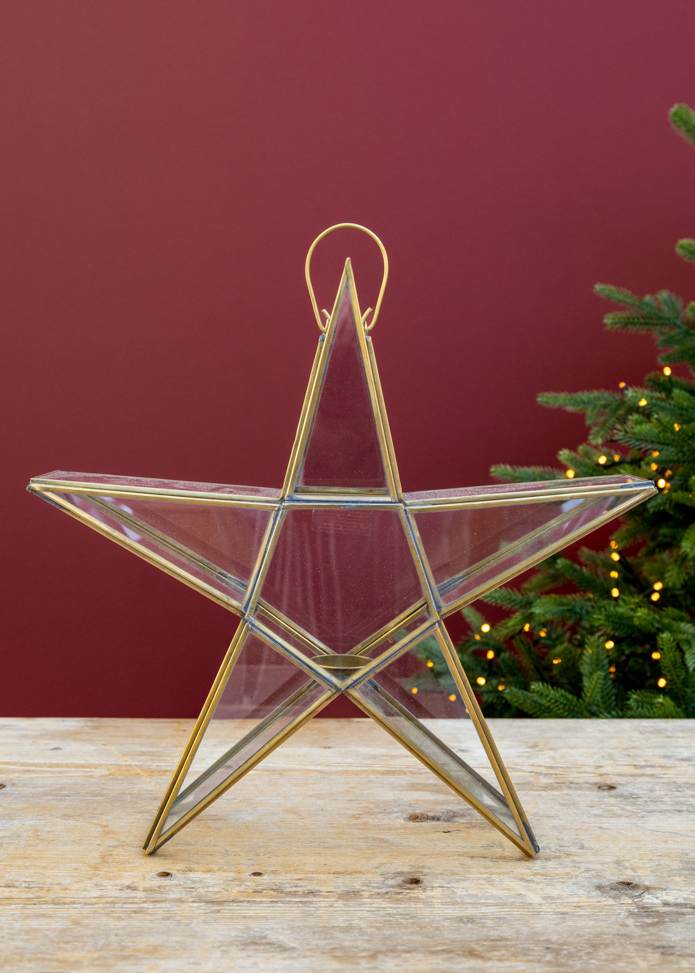 Medium Sanwi Standing Star in Antique Brass