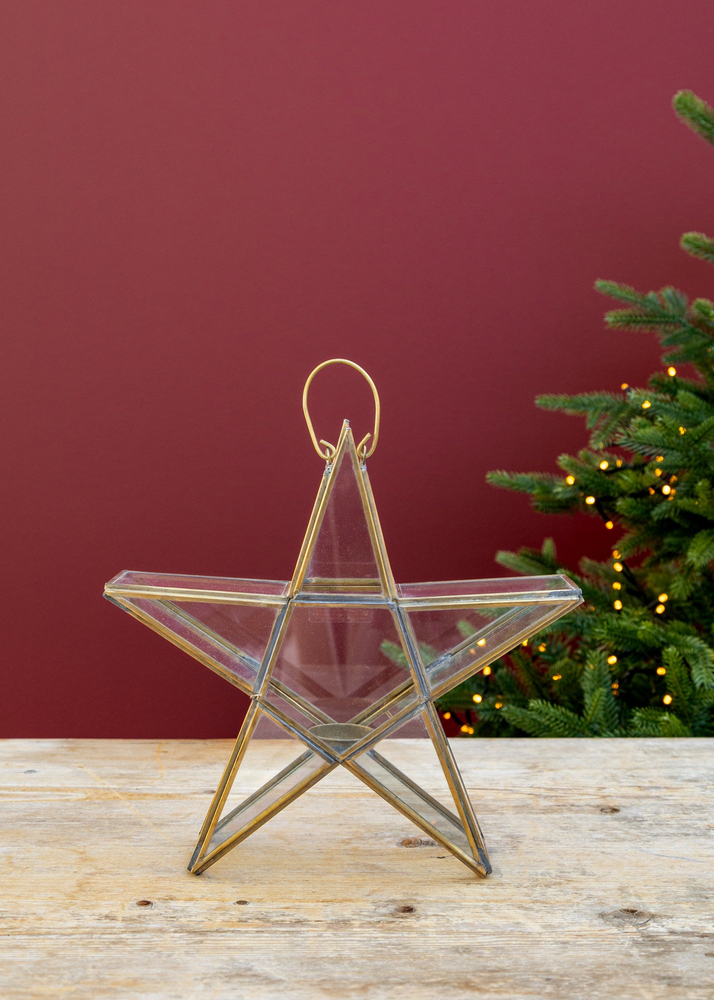 Small Sanwi Standing Star in Antique Brass