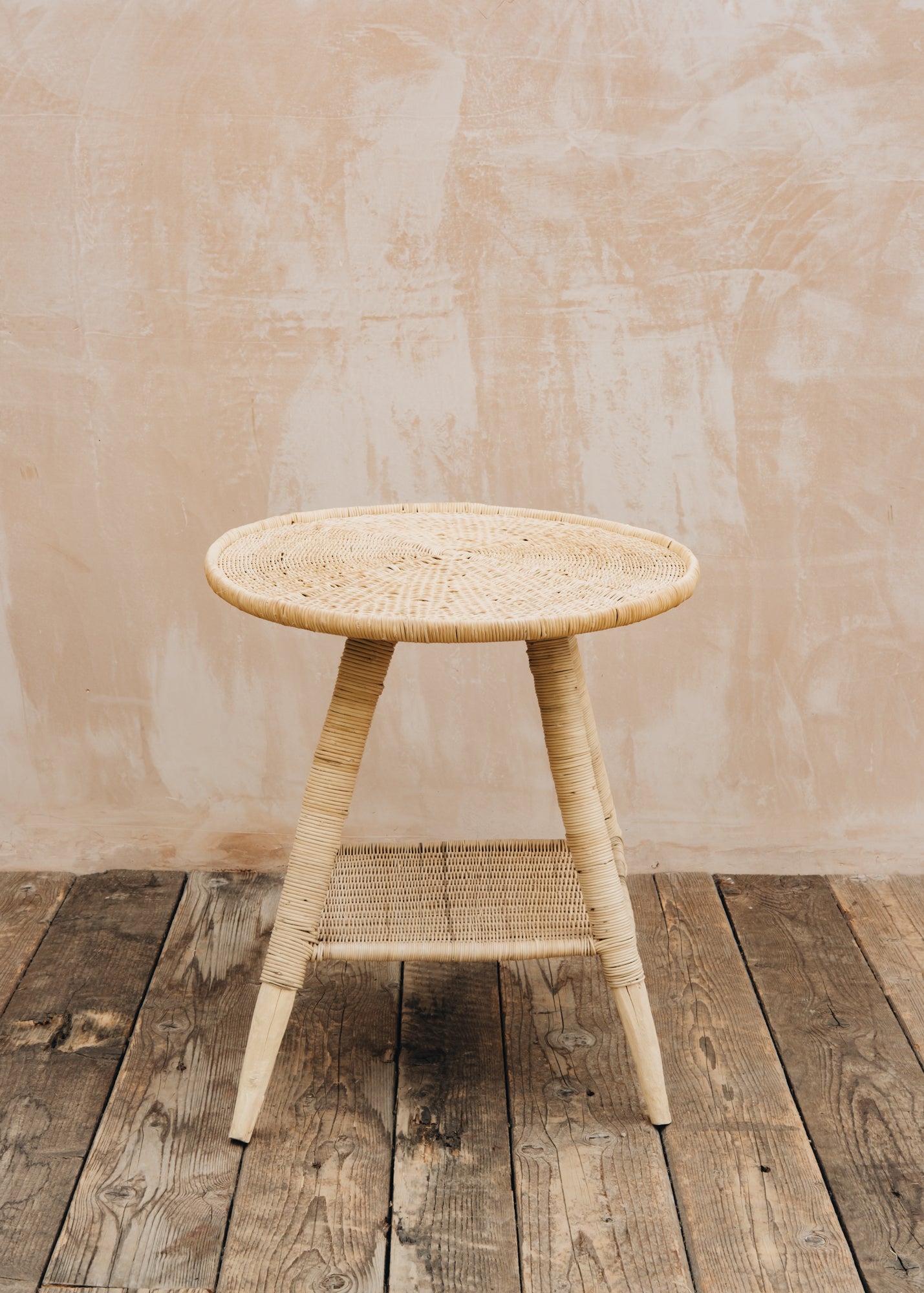 Nzuri Round Top Cane Side Table