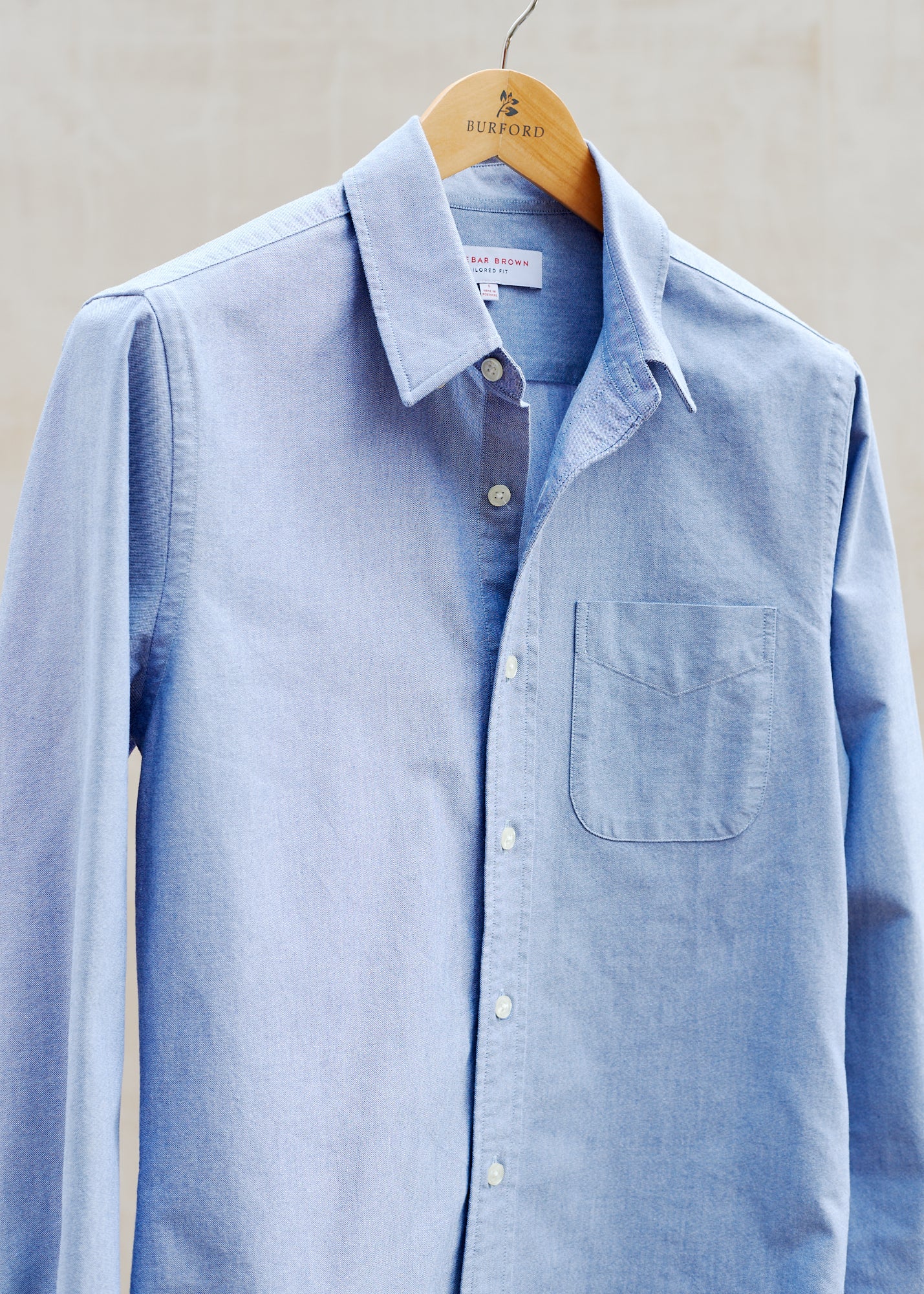 Orlebar Brown Blue Oxford Cotton Hidden BD Shirt