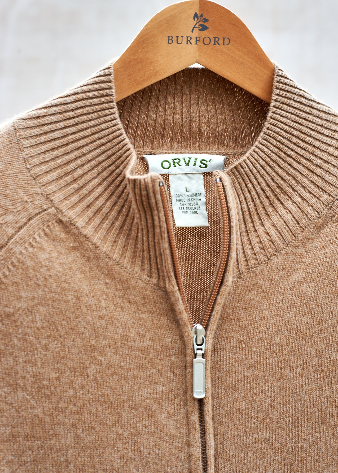 Orvis Zip-Up Cashmere Jumper - L