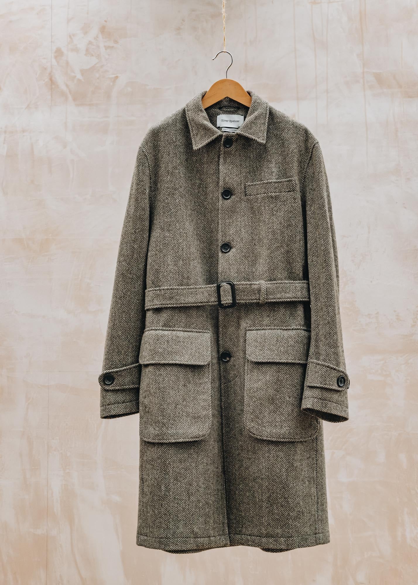 Oliver Spencer Grandpa Coat in Whittaker Beige