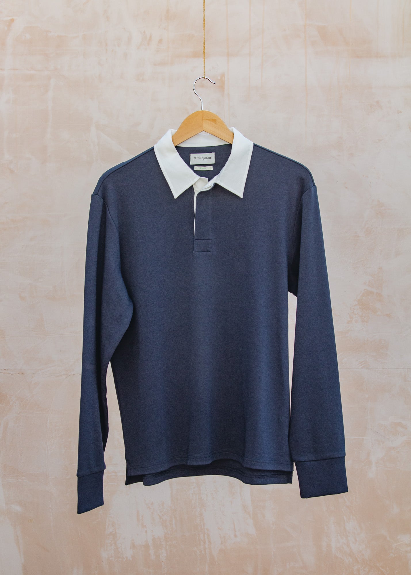 John Smedley Long Sleeved Heavy Rugby Top in Navy