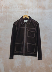 John Smedley Suede Buffalo Jacket in Chocolate Brown