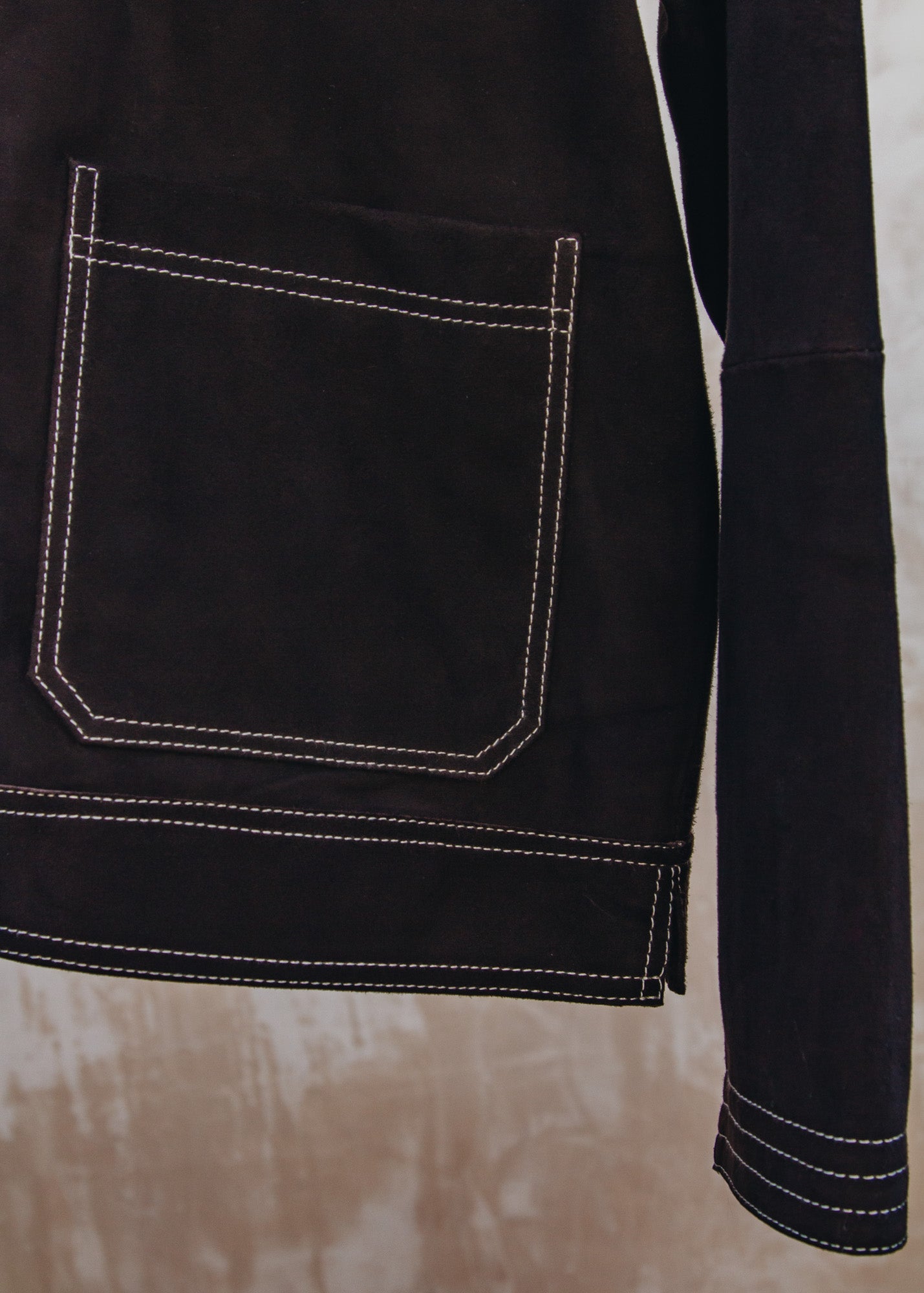 Oliver Spencer Suede Buffalo Jacket in Chocolate Brown