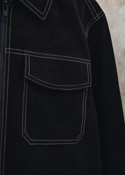 Oliver Spencer Suede Buffalo Jacket in Chocolate Brown