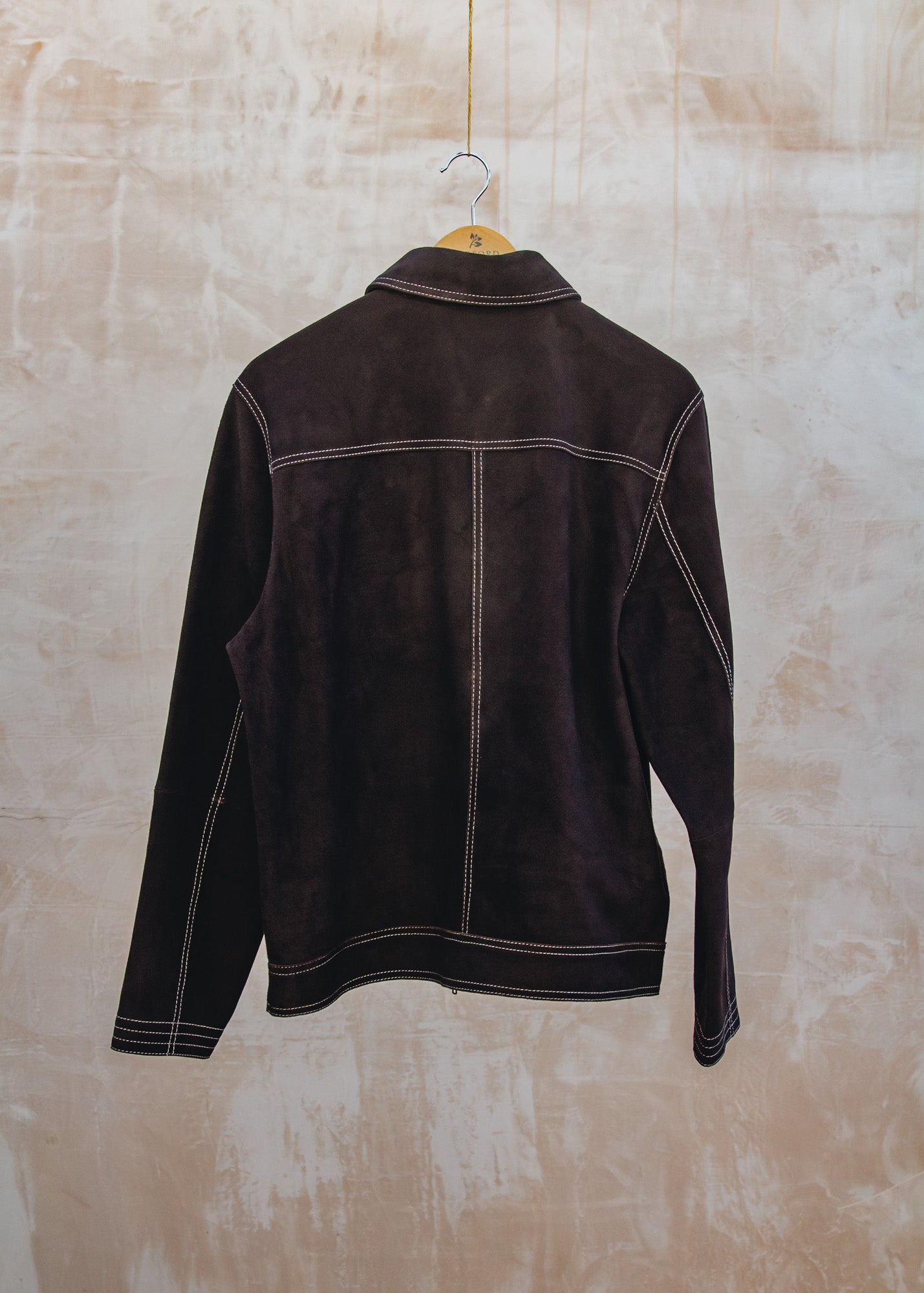 Oliver Spencer Suede Buffalo Jacket in Chocolate Brown