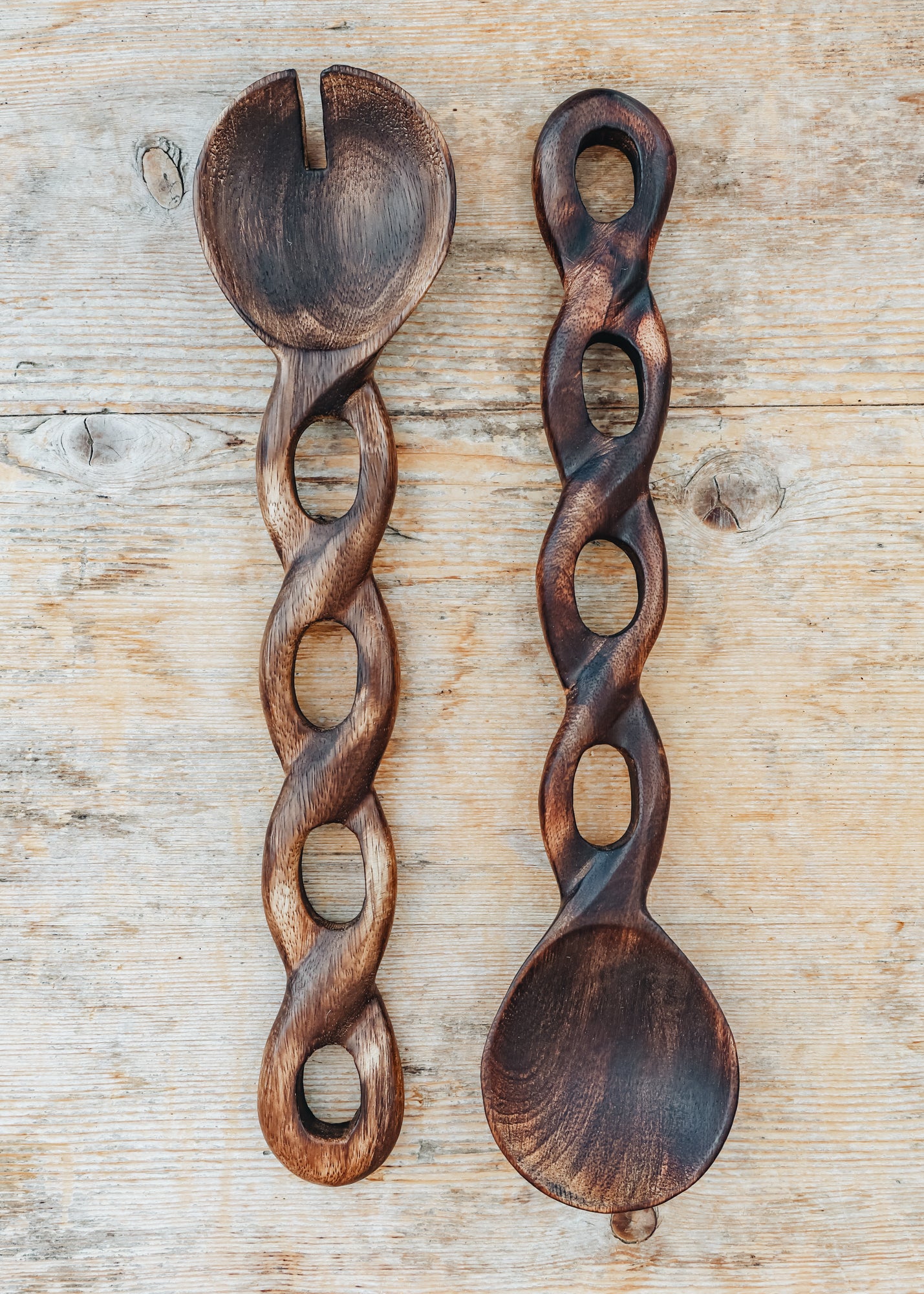 Olsson & Jensen Zoey Salad Servers in Dark Brown
