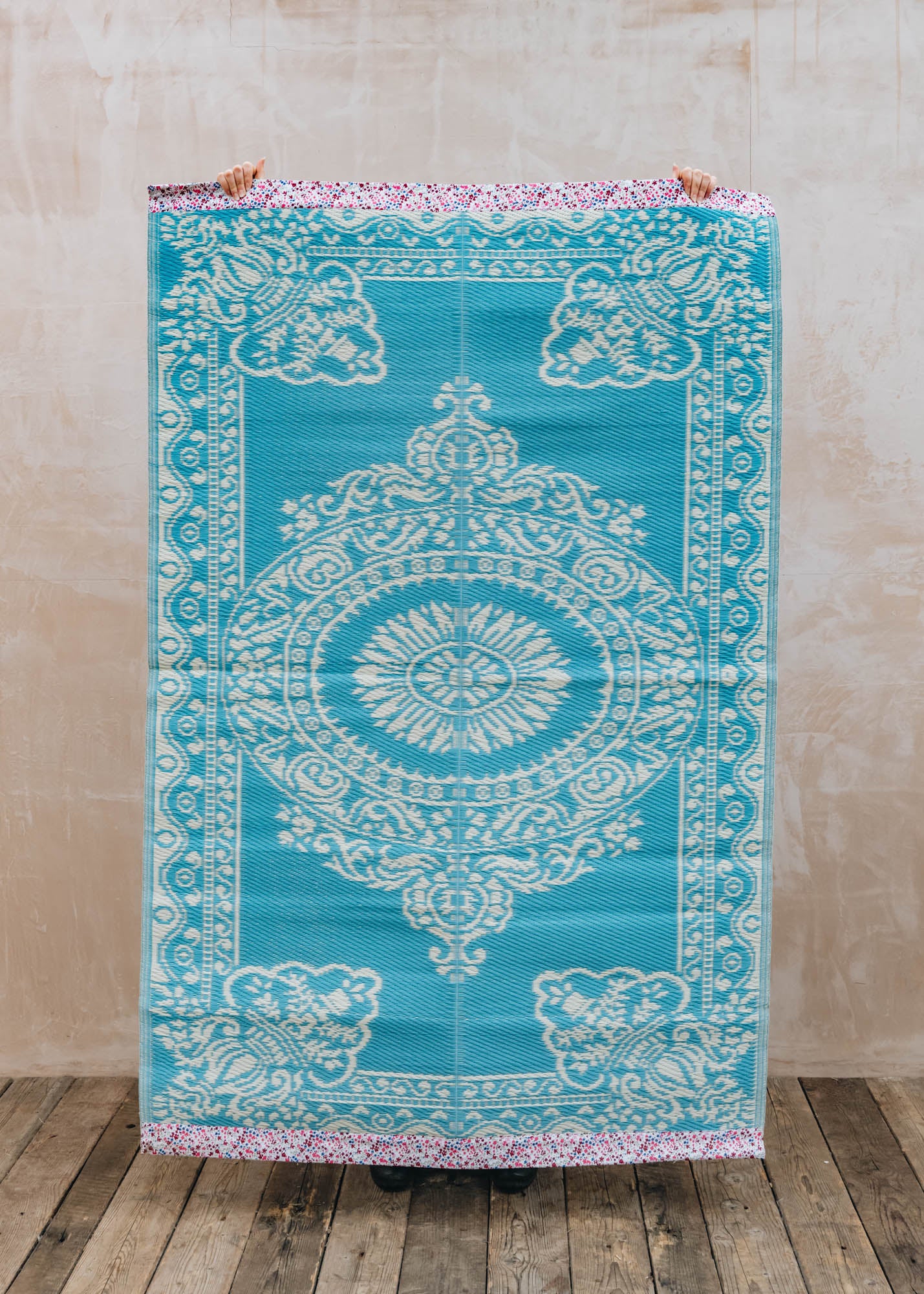 Steiff Outdoor Recycled Plastic Carpet in Blue, 180cm x 120cm