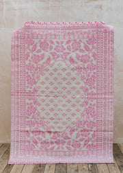 Steiff Outdoor Recycled Plastic Carpet in Pink with Flower Borders, 210cm x 150cm