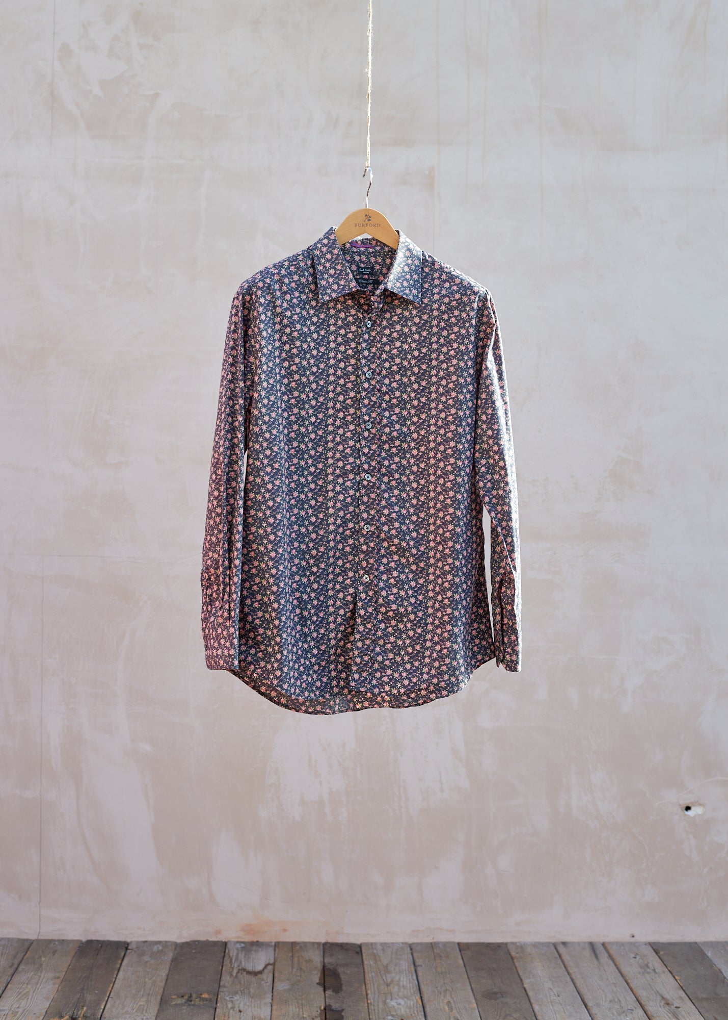 Paul Smith Black/Pink Flower Patterned Cotton Shirt - L