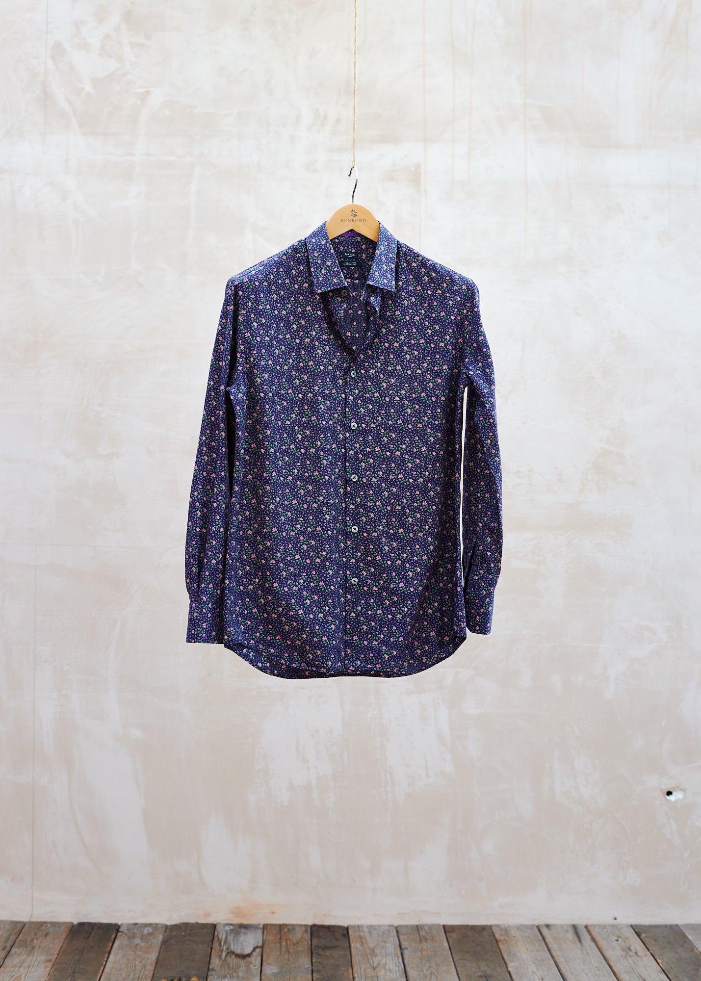 Paul Smith Navy Flower Patterned Cotton Shirt - L