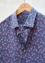 Paul Smith Navy Flower Patterned Cotton Shirt - L