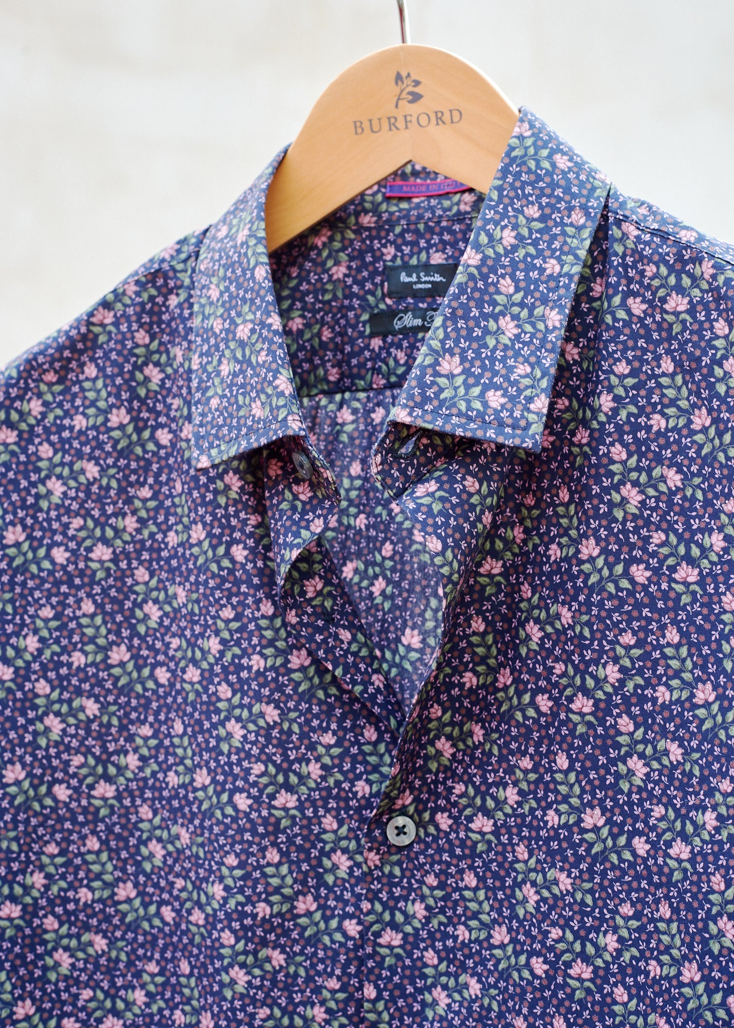 Paul Smith Navy Flower Patterned Cotton Shirt - L