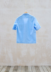 Private White V.C. Cuban Collar SS Blue Cotton Shirt - M