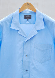 Private White V.C. Cuban Collar SS Blue Cotton Shirt - M