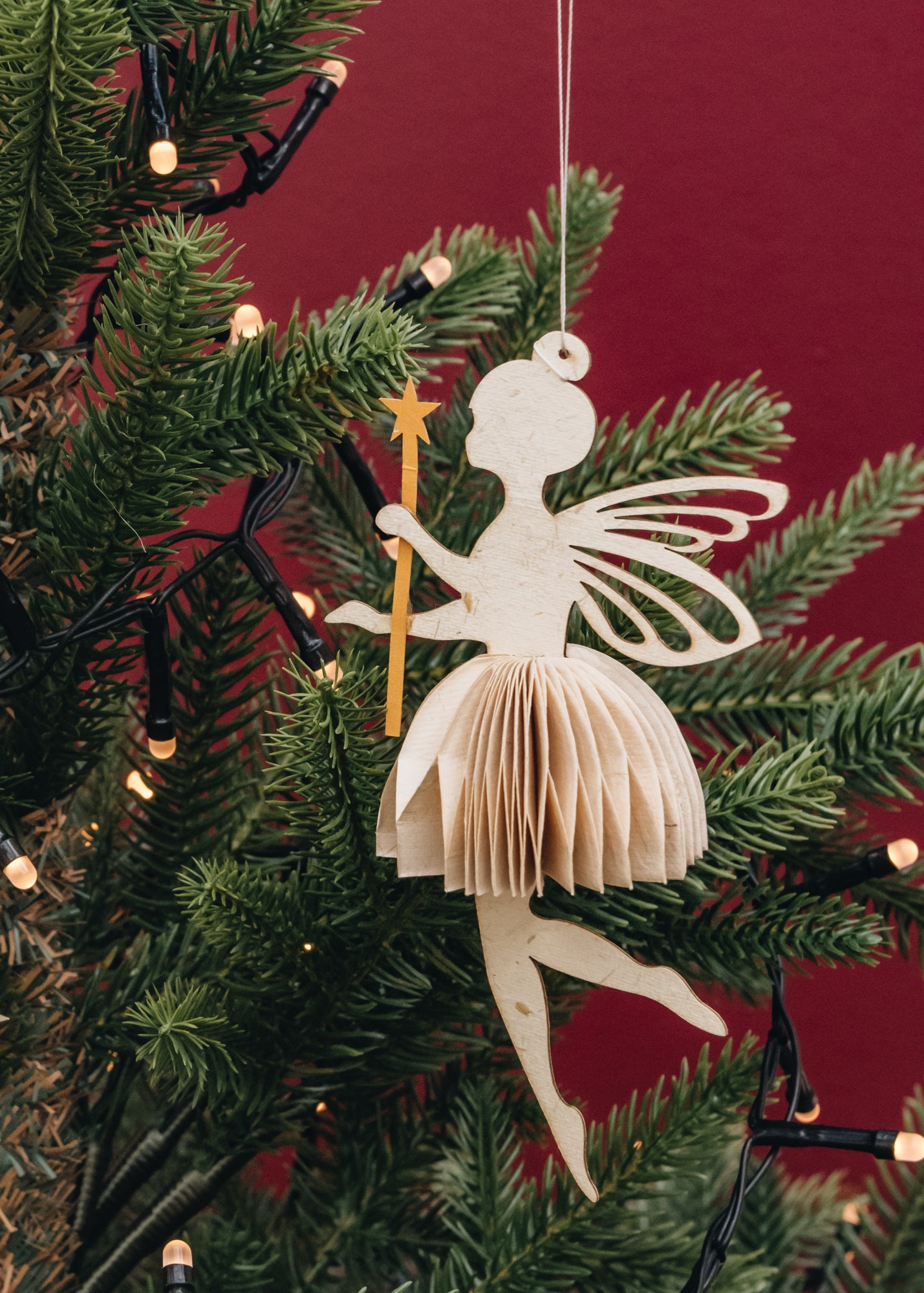 Bungalow Paper Fairy Ornaments in Sage, pack of two