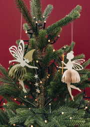 Paper Fairy Ornaments in Sage, pack of two