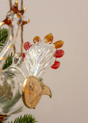 Unique Treasures Peacock Glass Bauble in Amber and Red