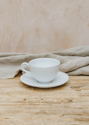 Pearl White Tea Cup and Saucer