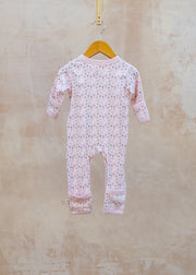 Pigeon Organics Babies' Kimono Romper in Pink Flowers