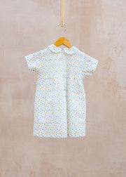 Pigeon Organics Babies' Smock Peter Pan Collar Dress in White Flowers