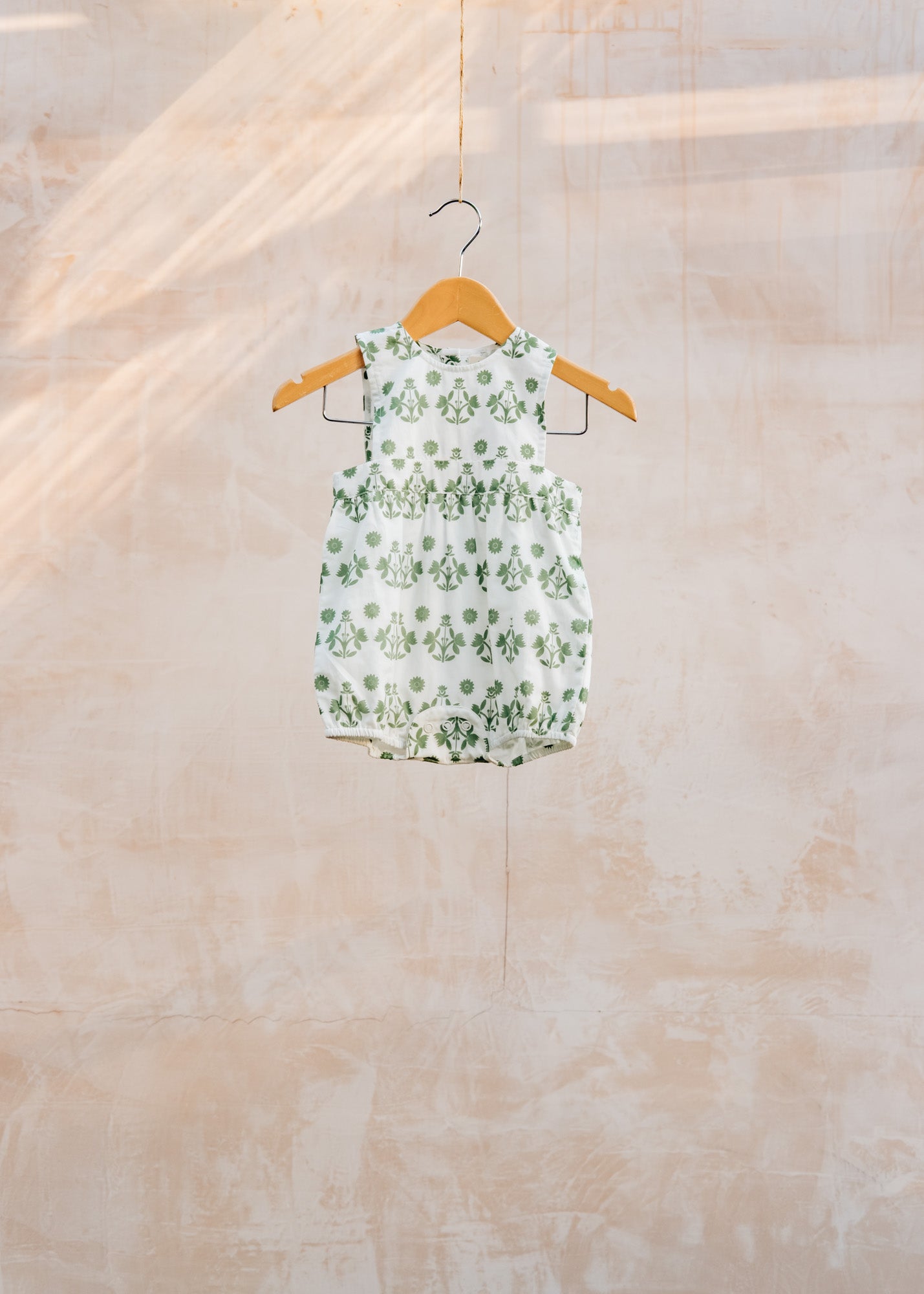 Babies' Bib Romper in Block Flower