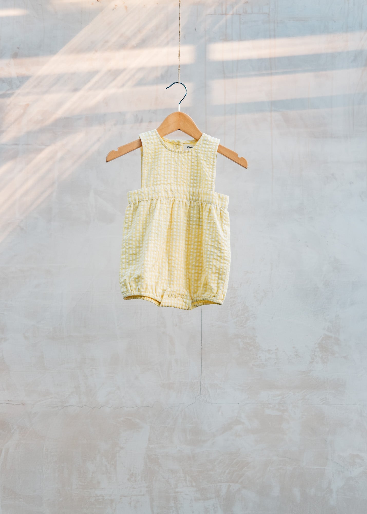 Bob & Blossom Babies' Bib Romper in Yellow Check