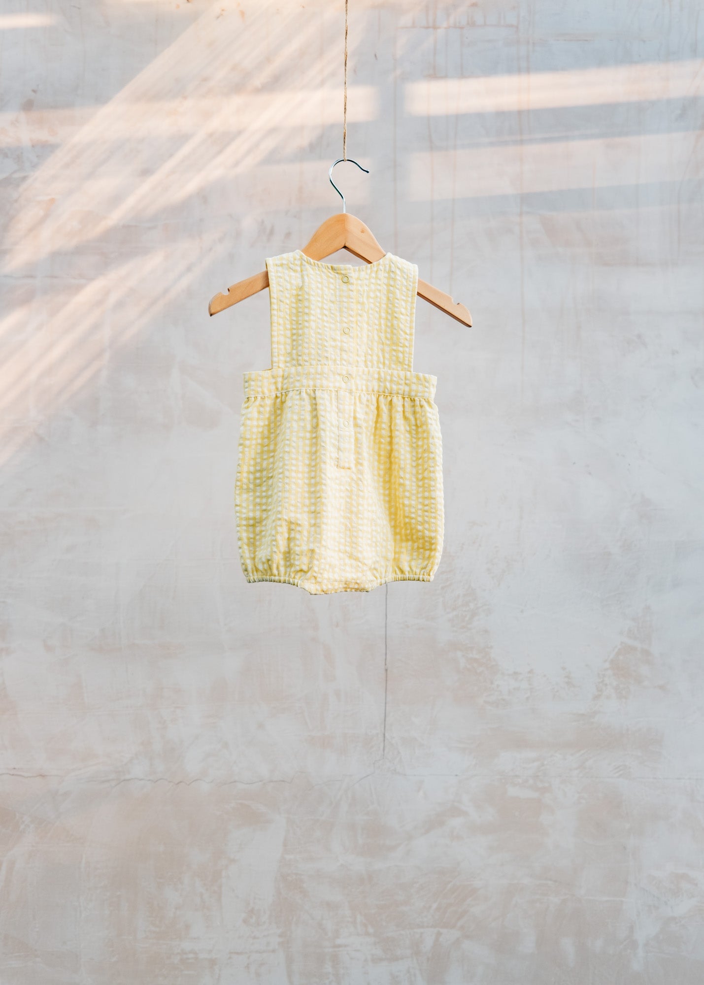 Pigeon Organics Babies' Bib Romper in Yellow Check
