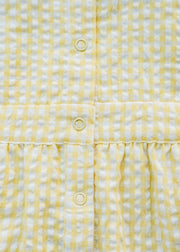 Pigeon Organics Babies' Bib Romper in Yellow Check
