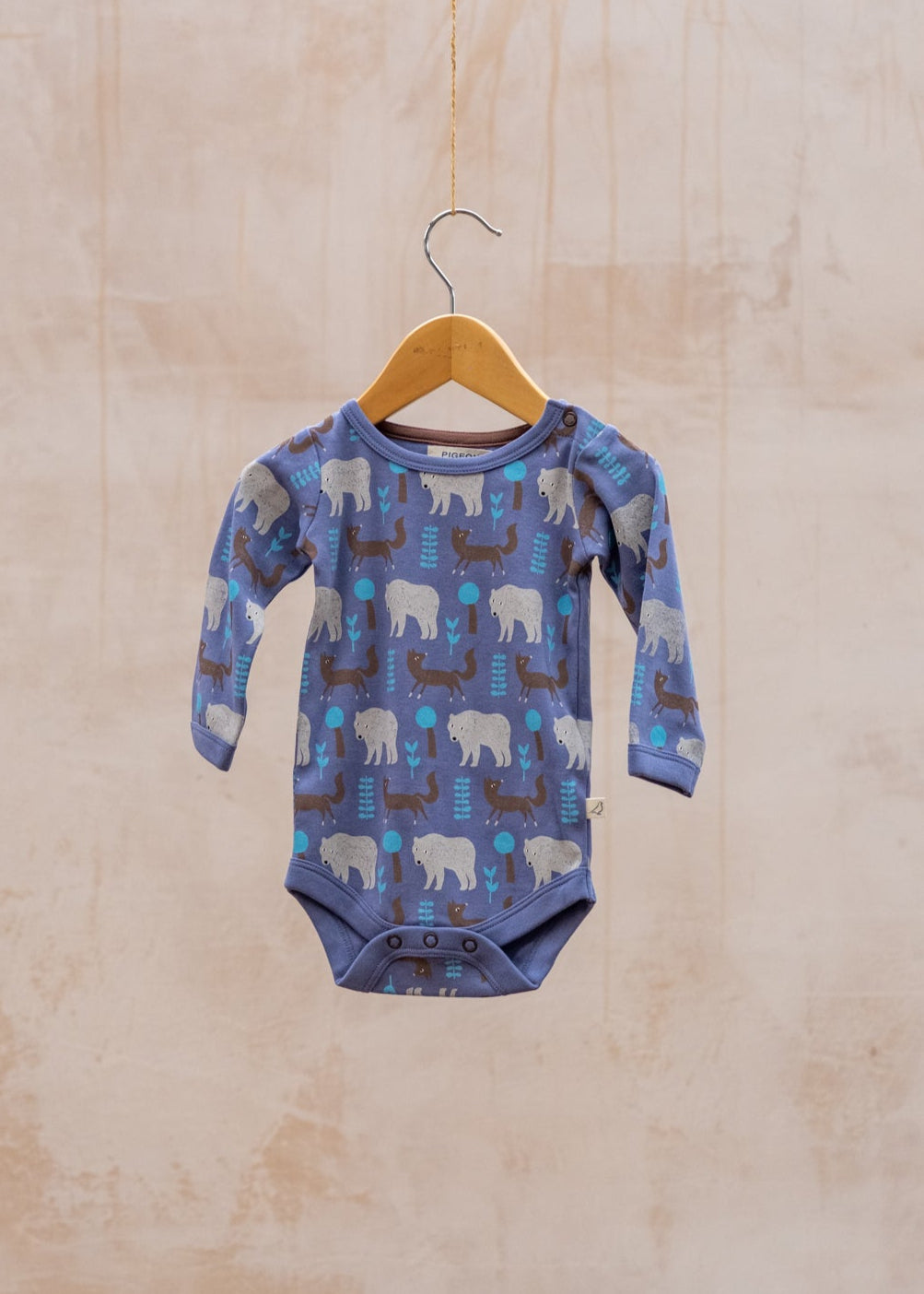 Babies' Body Suit in Bear and Fox Blue