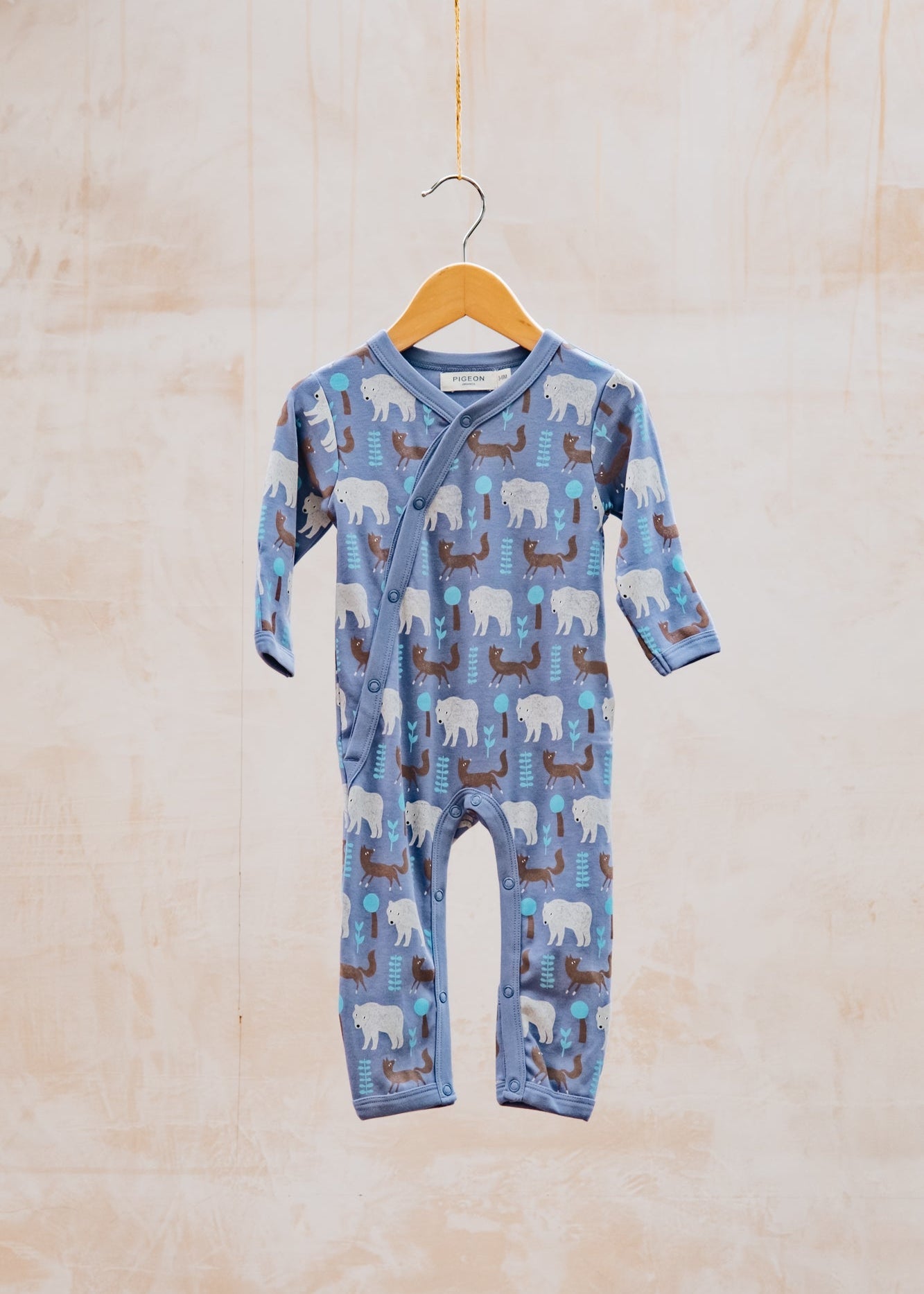 Babies' Kimono Romper in Bear and Fox Blue