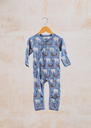 Babies' Kimono Romper in Bear and Fox Blue