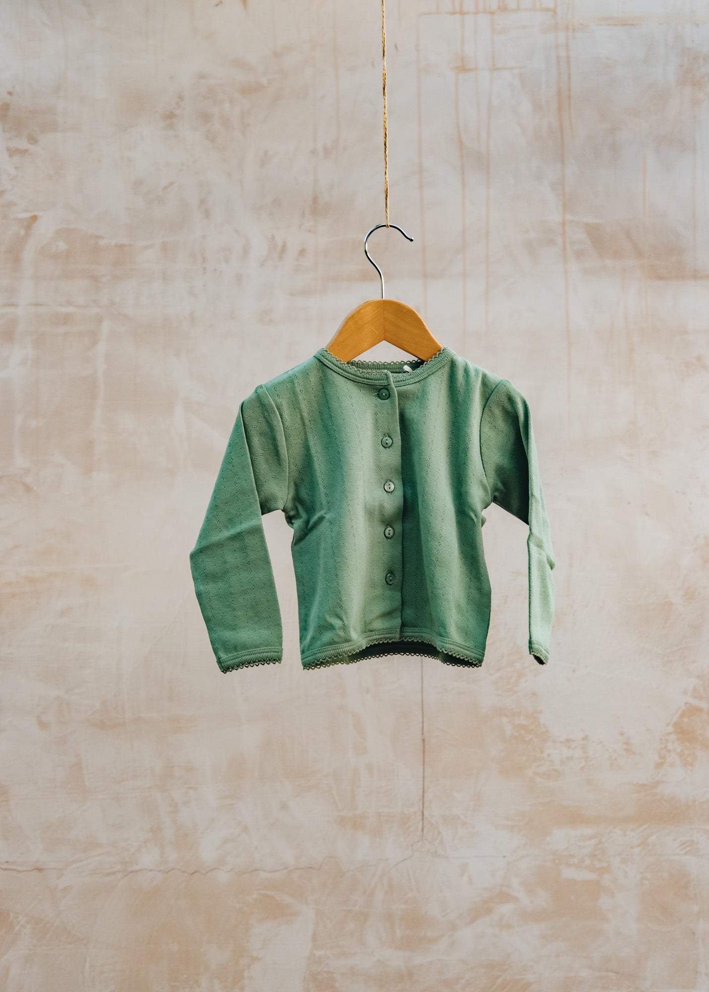 Bob & Blossom Children's Pointelle Cardigan in Green