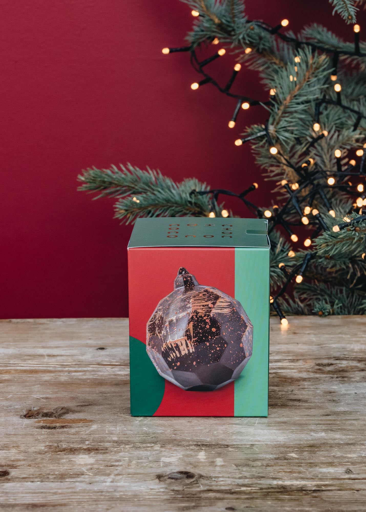 Plant Based Dark Chocolate Bauble with Orange Gems