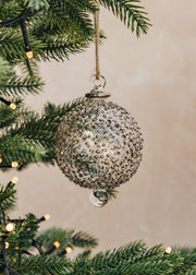 Platinum Dots Glass Bauble