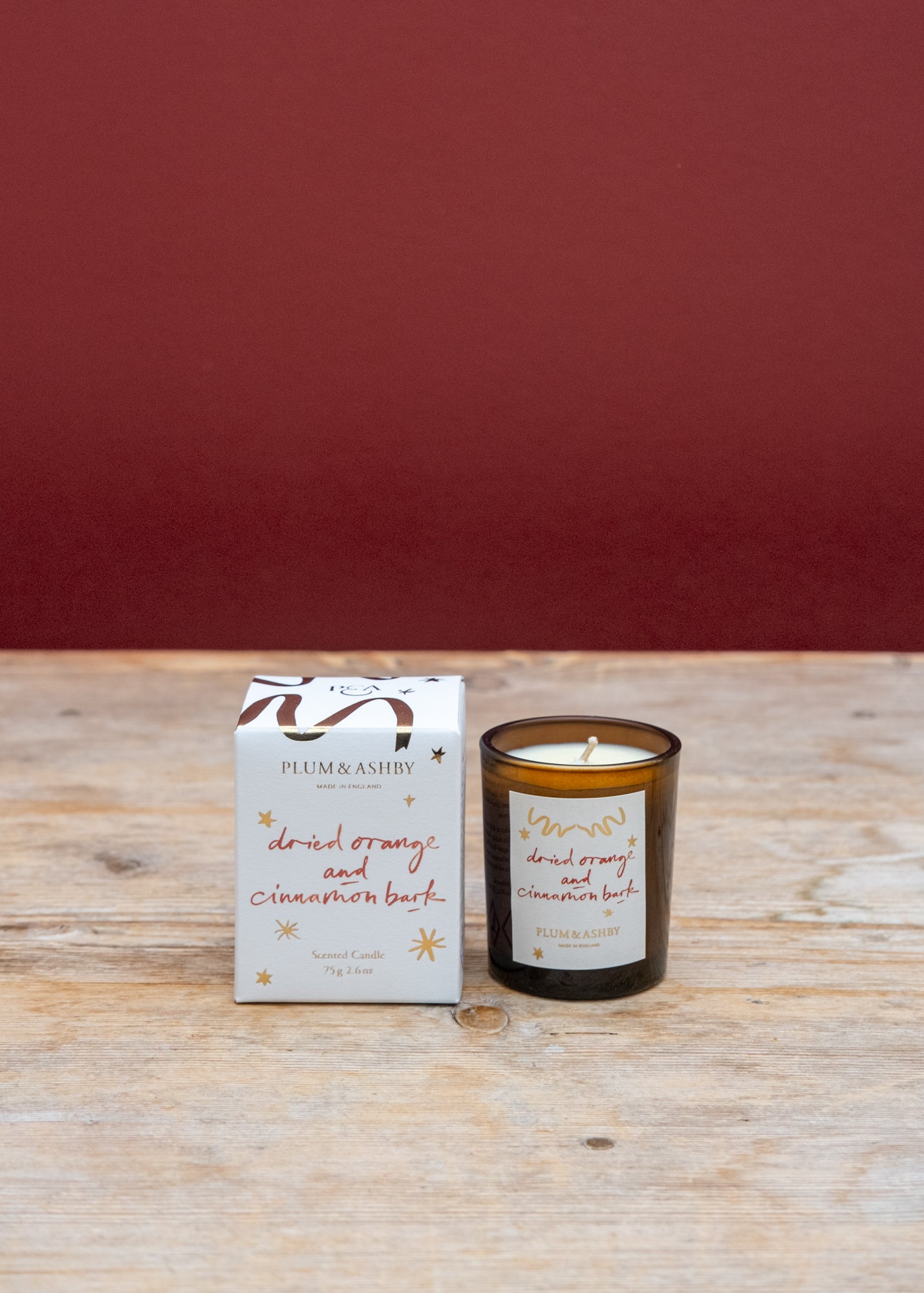 Votive Candle in Dried Orange and Cinnamon Bark