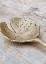 Nkuku Nkuku Prakriti Leaf Brushed Gold Salad Servers