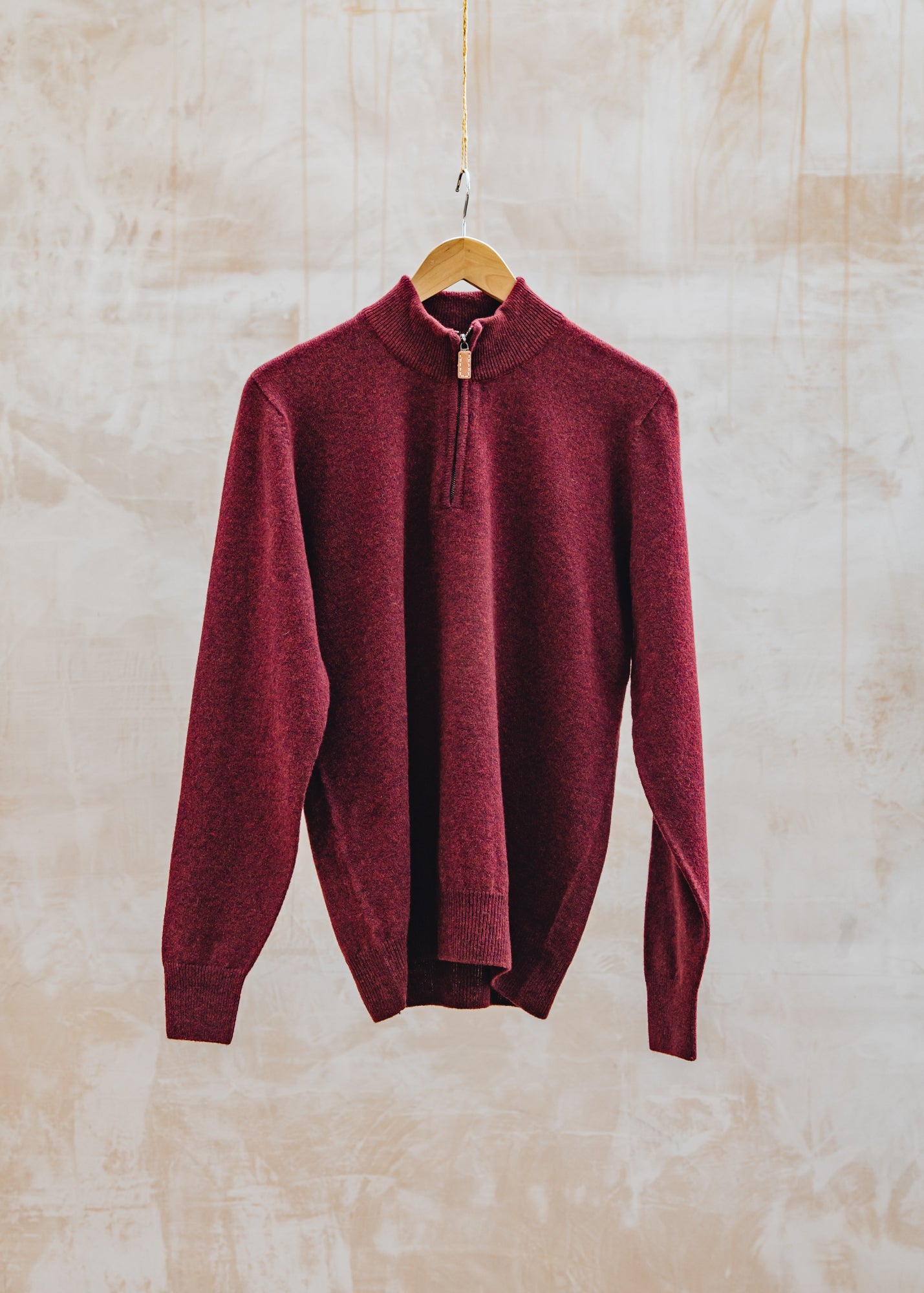 William Lockie Quarter Zip Pullover in Red Velvet