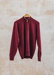 William Lockie Quarter Zip Pullover in Red Velvet