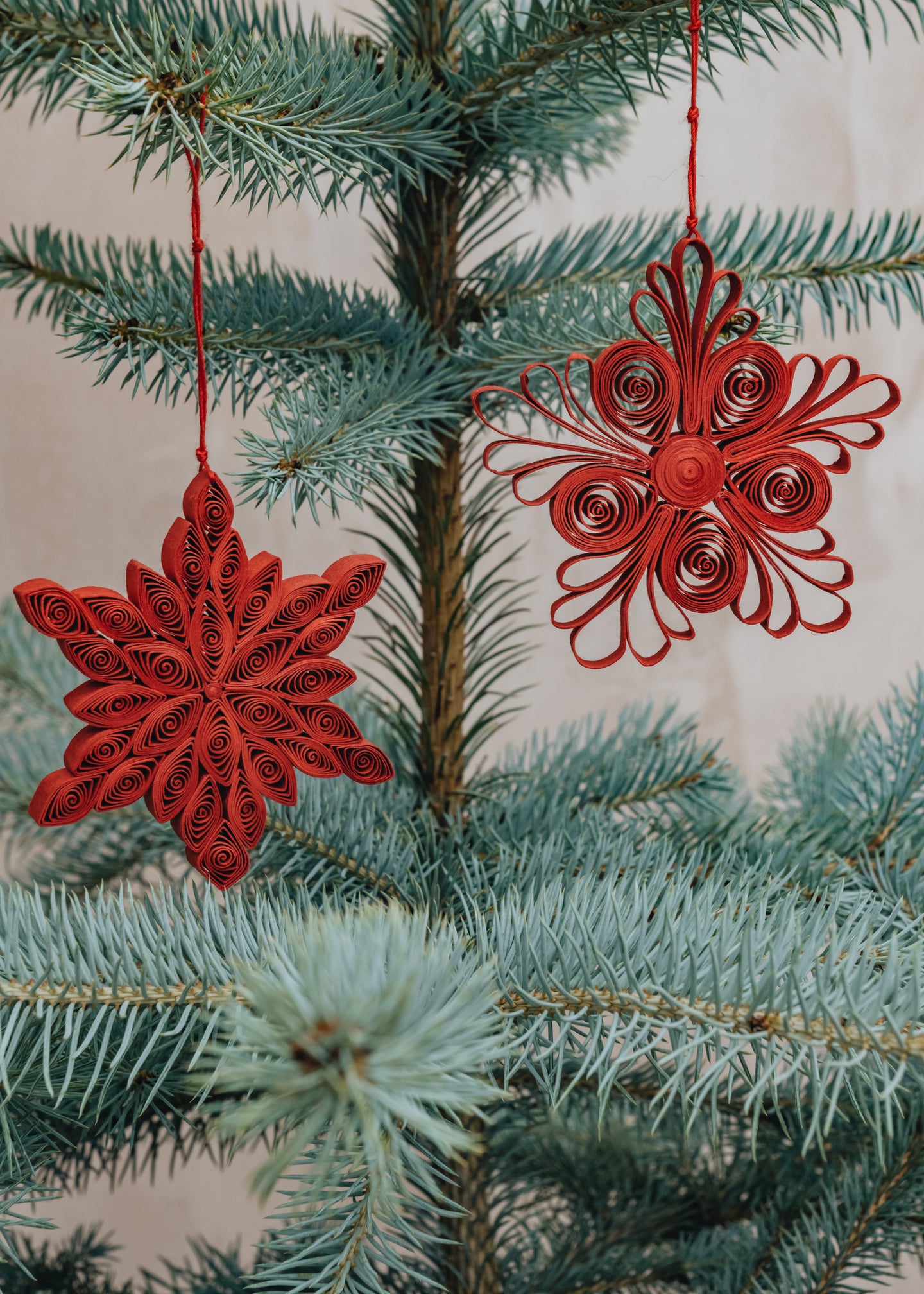 AfroArt Quilled Pendants in Red, pack of two
